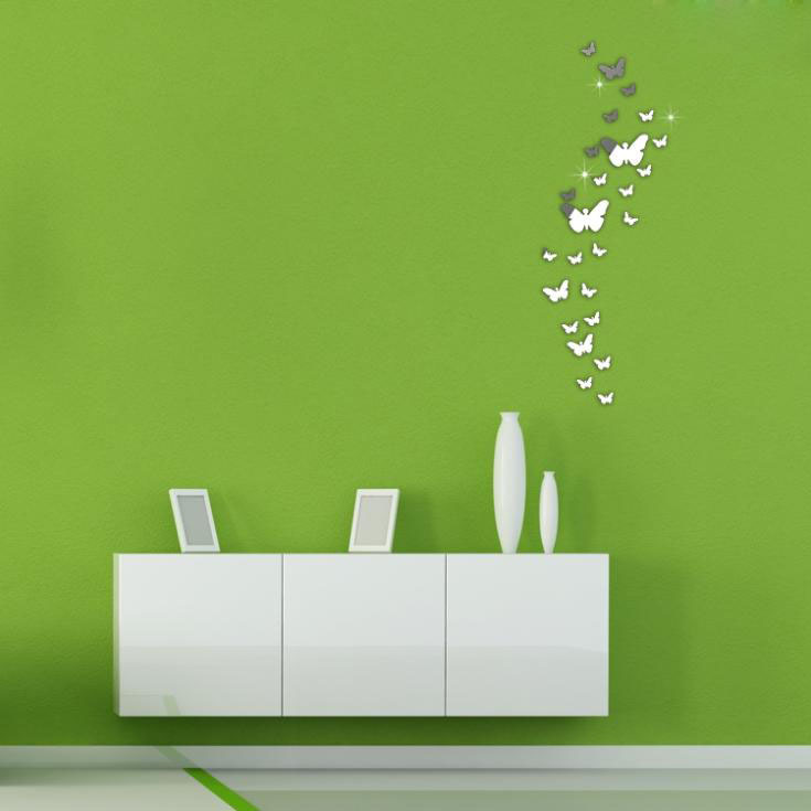 AliExpress Creative Acrylic Butterfly Mirror Pattern Sticker DIY Living Room Bedroom Backgrund Wall Decoration Stickers Wholesale