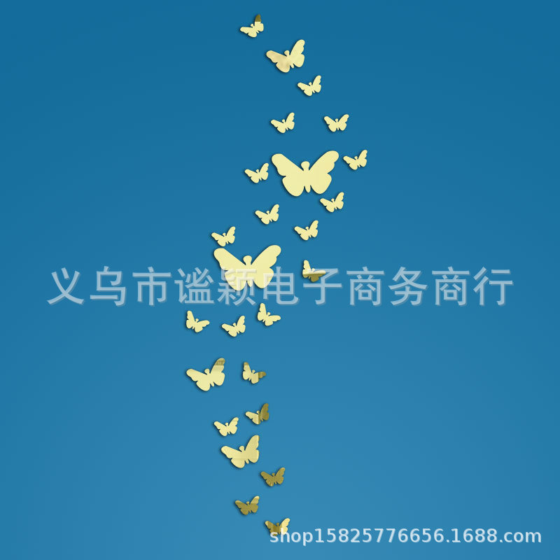 AliExpress Creative Acrylic Butterfly Mirror Pattern Sticker DIY Living Room Bedroom Backgrund Wall Decoration Stickers Wholesale
