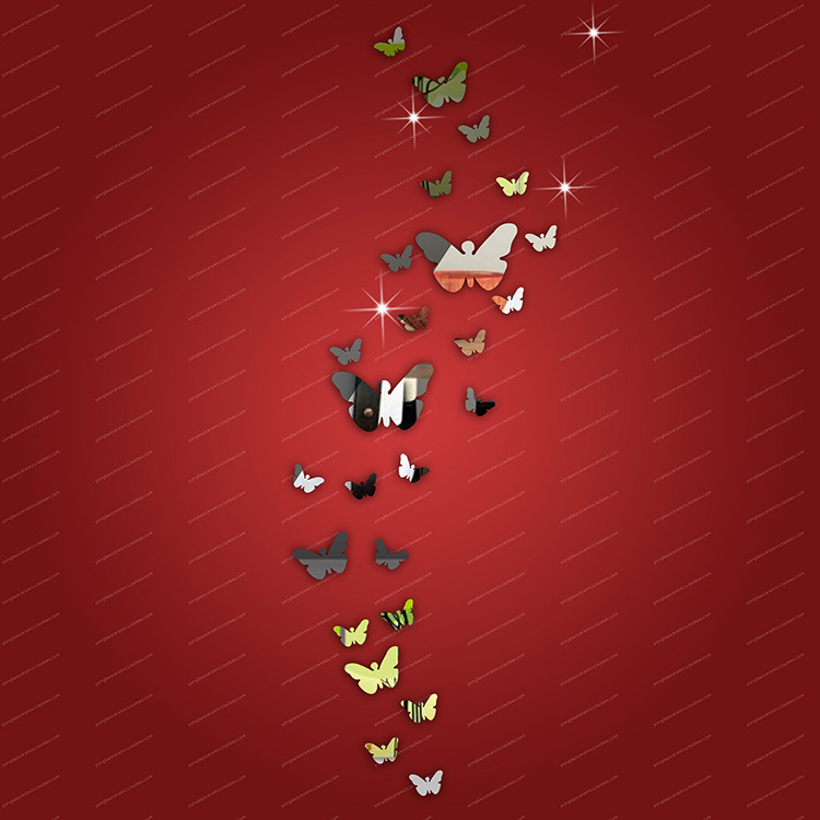AliExpress Creative Acrylic Butterfly Mirror Pattern Sticker DIY Living Room Bedroom Backgrund Wall Decoration Stickers Wholesale
