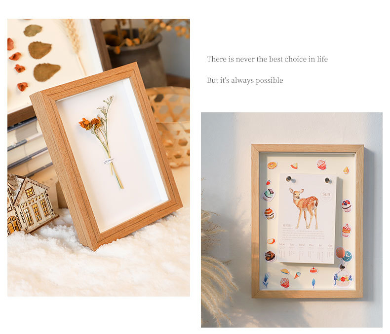 Creative Handmade Photo Frame DIY Dried Flower Nordic Specimen Photo Frame 6-Inch 10-Inch Horizontal and Vertical Solid Wood Stereo Photo Frame