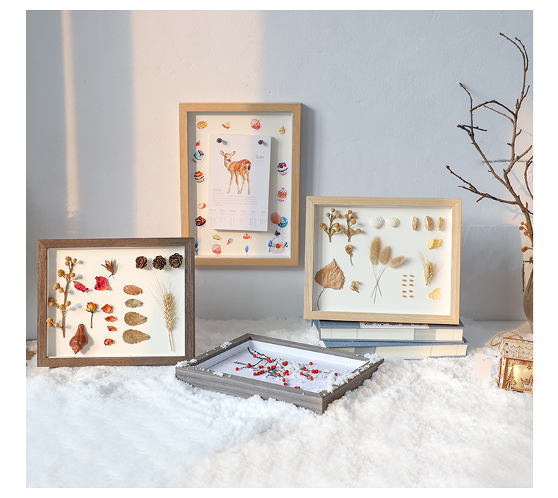 Creative Handmade Photo Frame DIY Dried Flower Nordic Specimen Photo Frame 6-Inch 10-Inch Horizontal and Vertical Solid Wood Stereo Photo Frame