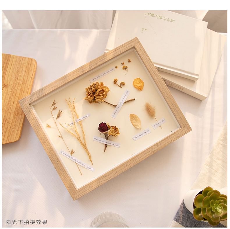 Creative Handmade Photo Frame DIY Dried Flower Nordic Specimen Photo Frame 6-Inch 10-Inch Horizontal and Vertical Solid Wood Stereo Photo Frame